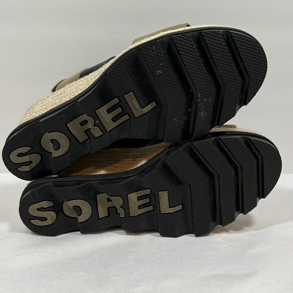 Sorel Black and Tan Wedge Sandals - Picture 9 of 10